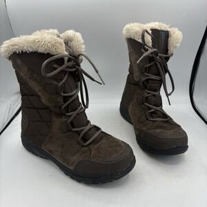 Columbia Boots Womens Size 9 Ice Maiden II Waterproof Winter Snow Brown Leather